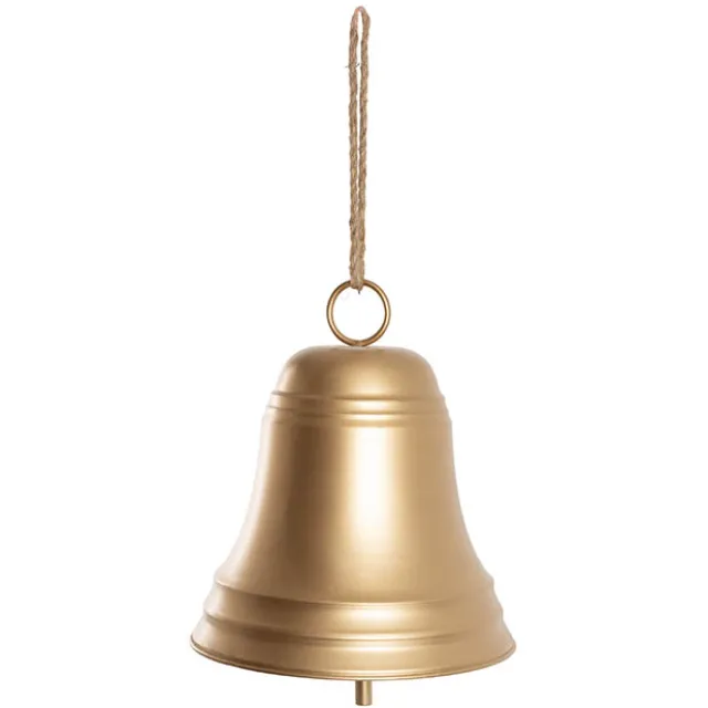 Large Hanging Metal Bell Gold (31x34cmH)