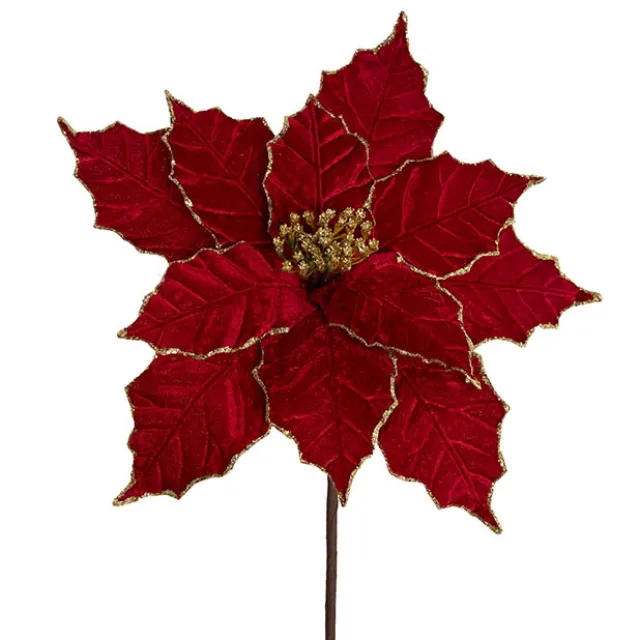 Large Poinsettia Pick Red (40cmDx35cmH)