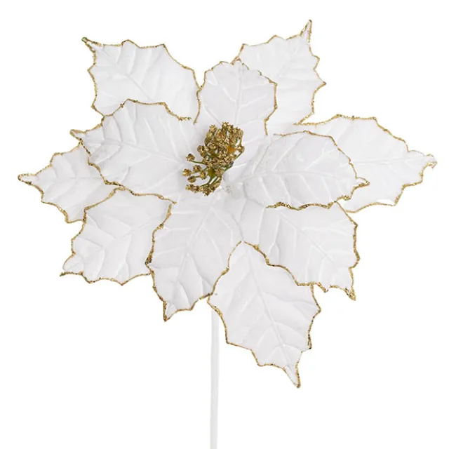 Large Poinsettia Pick White (40cmDx35cmH)