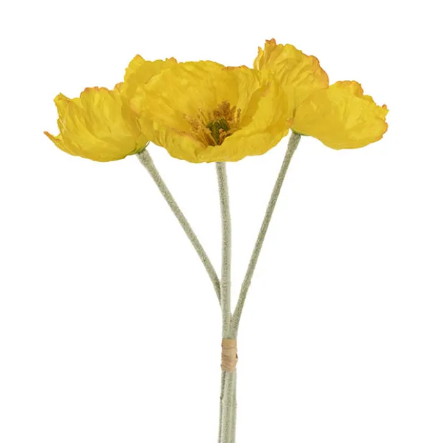 Large Poppy 3 Stem Bunch Yellow (14cmDx61cmH)