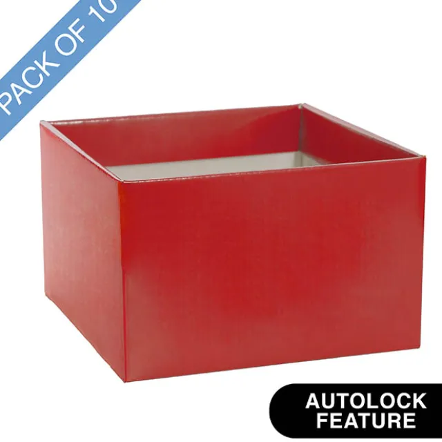 Large Posy Box Autolock Base Pack 10 Red (22x14cmH)