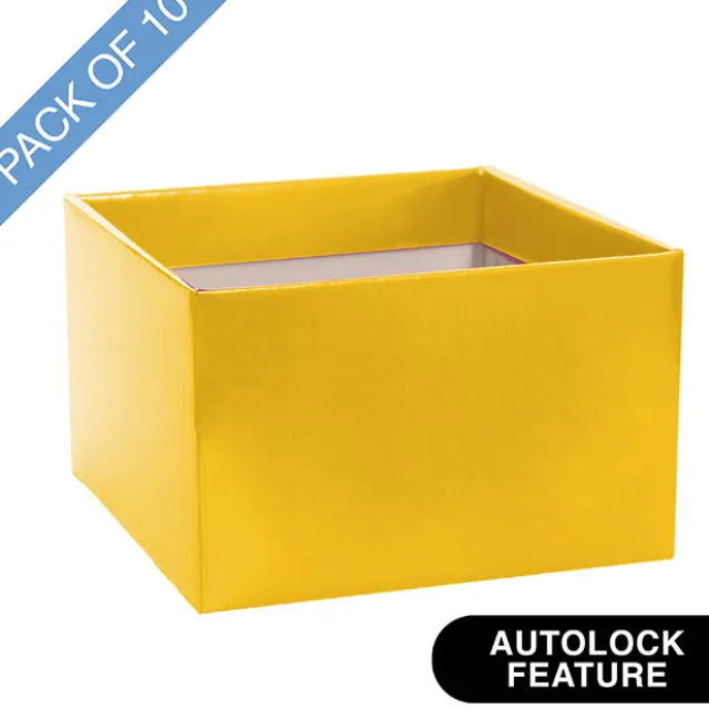 Large Posy Box Autolock Base Pack 10 Yellow (22x14cmH)