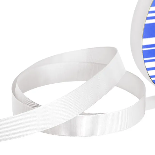 Jumbo Bulk Ribbon Grosgrain Plain White (25mmx100m)