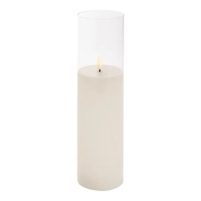 LED Glass Trueflame Flickering Event Pillar Candle 7.5x30cmH
