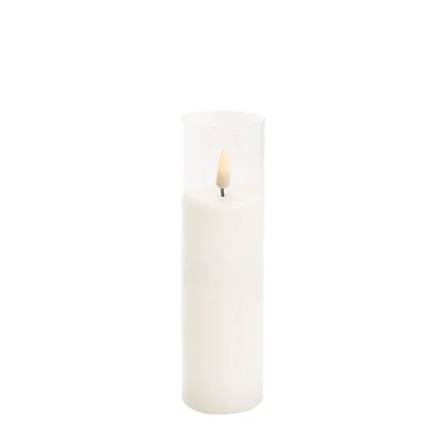 LED Glass Trueflame Flickering Event Pillar Candle 5x17.5cmH