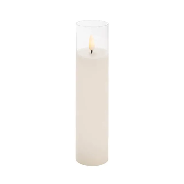 LED Glass Trueflame Flickering Event Pillar Candle 5x22.5cmH