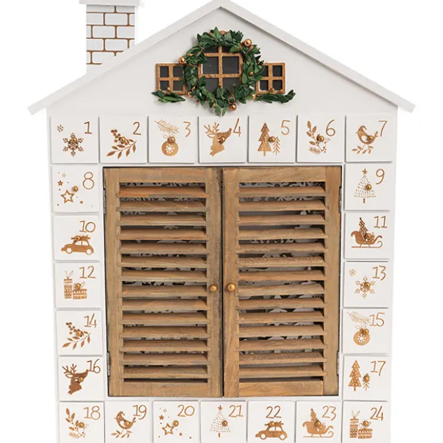 LED Reindeer Advent Calendar House White (46.5cmH)