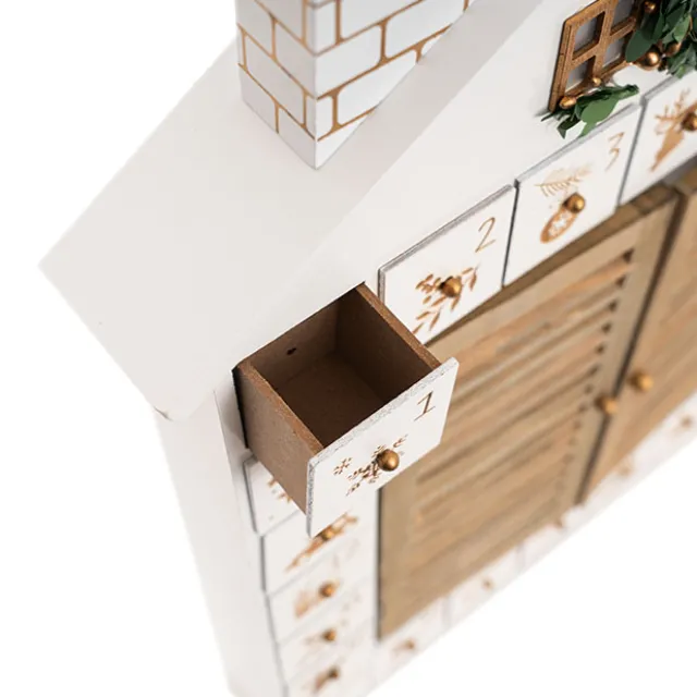 LED Reindeer Advent Calendar House White (46.5cmH)