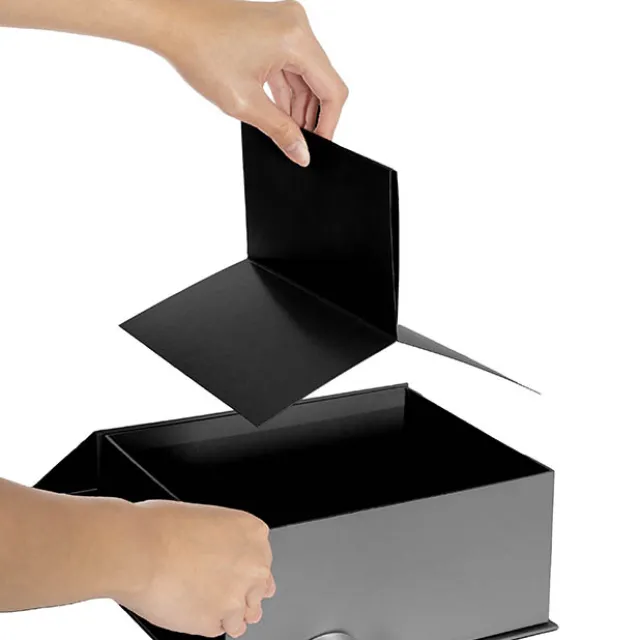 Luxe Gift Flower Box Window Ribbon Set 2 Black (24x20x11Hcm)