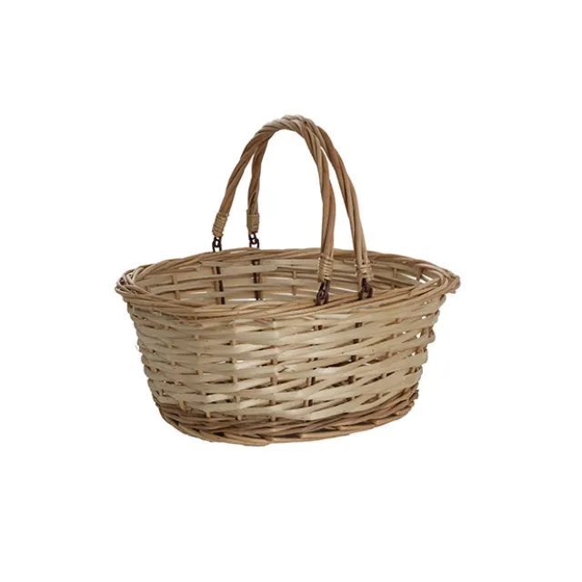 Wicker Basket with Handles Oval Natural (35x30x15cmH)