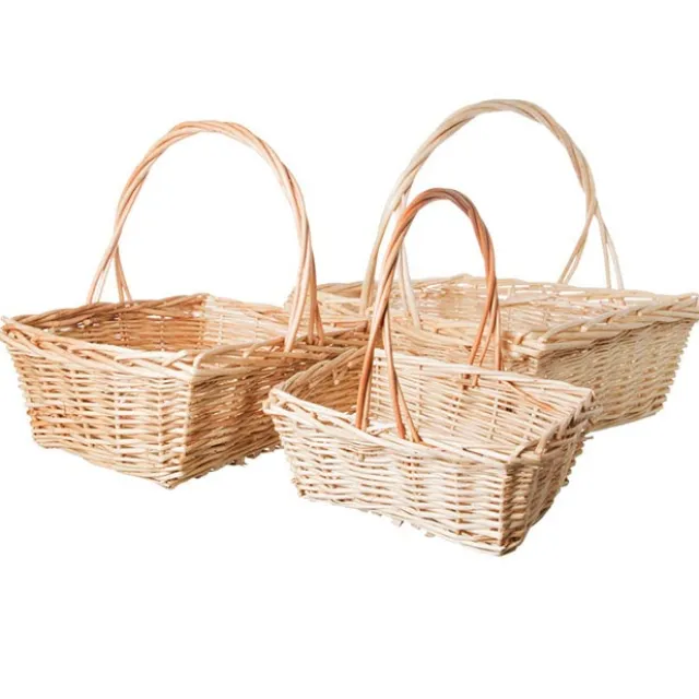 Willow Basket Rectangle Set of 3 Natural (39x33x14cmH)
