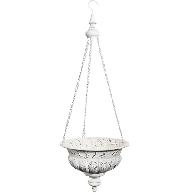 Hanging Metal Planter Pot Antique White (34.5x94cmH)