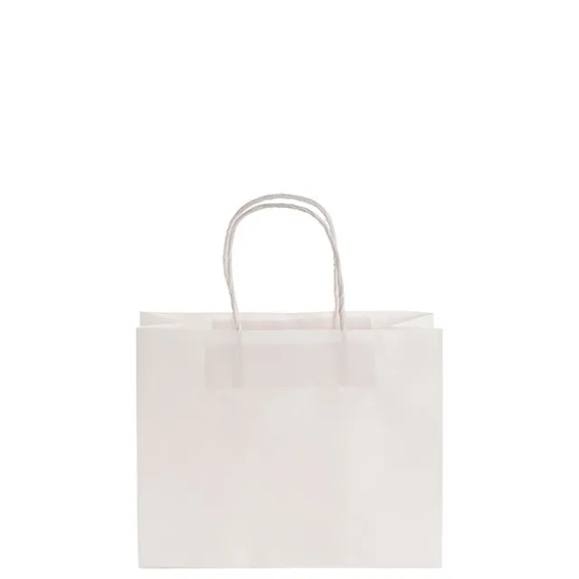 Kraft Paper Bag Boutique Med White Pk10 (220Wx80Gx180mmH)