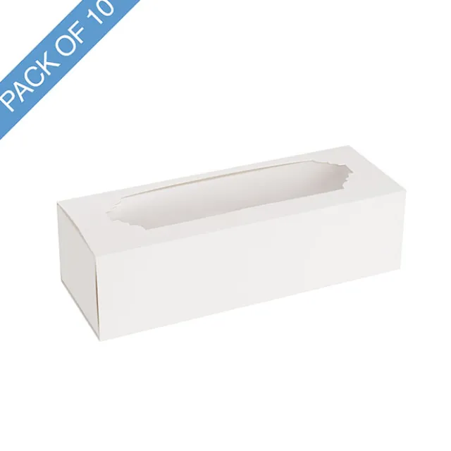 Macaron Sliding Window Box 6 White Pack 10 (185x65x50Hmm)
