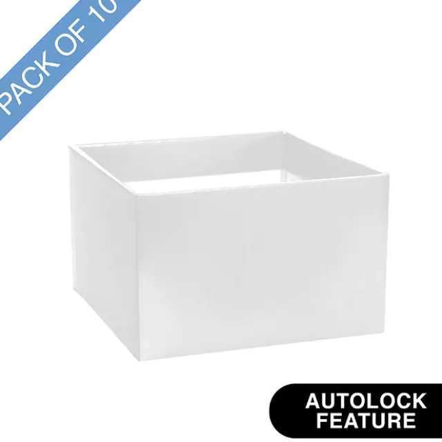 Medium No.6 Posy Box Autolock Base Pk10 White (16x12cmH)