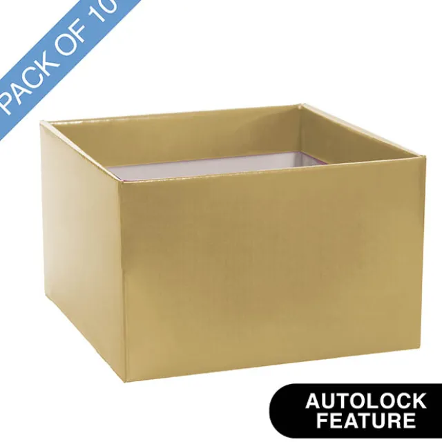 Medium No.6 Posy Box Autolock Base Pk10 Gold (16x12cmH)