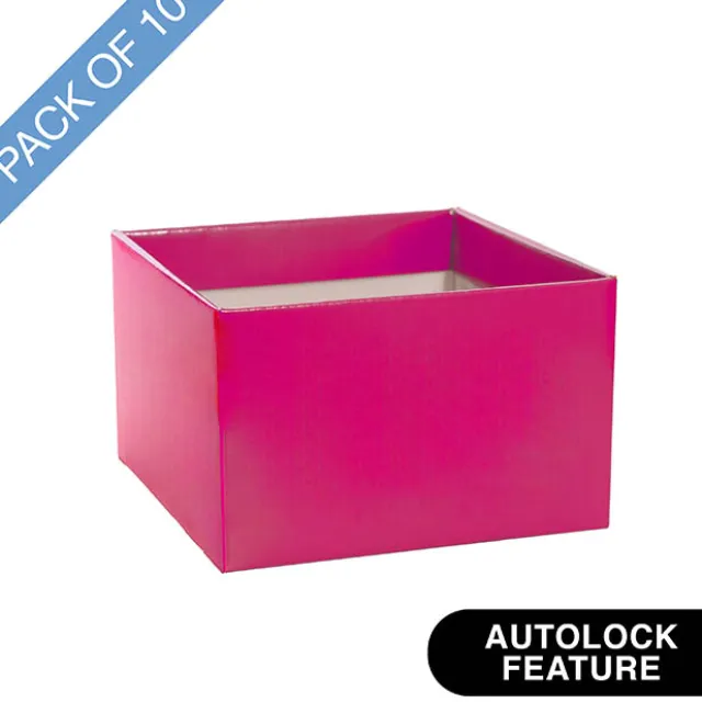 Medium No.6 Posy Box Autolock Base Pk10 Hot Pink (16x12cmH)