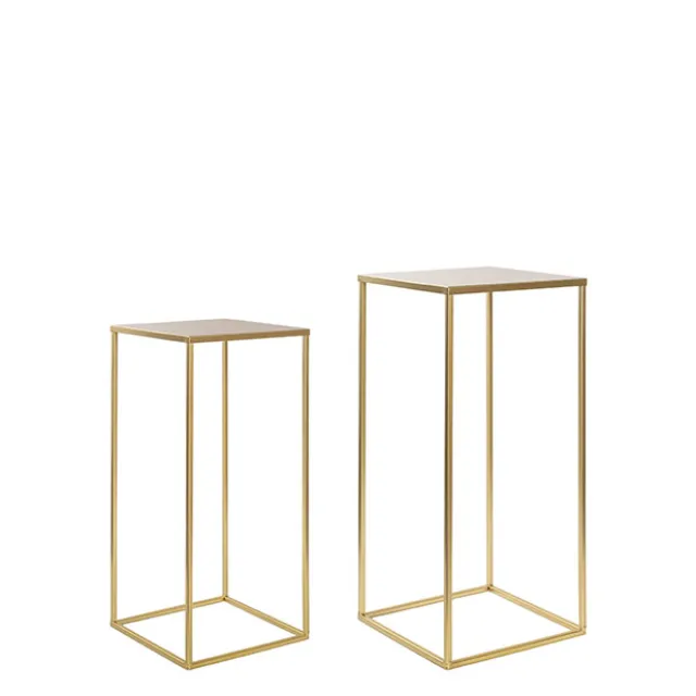 Metal Centrepiece Table Stand Set 2 Gold (65cmH & 50cmH)