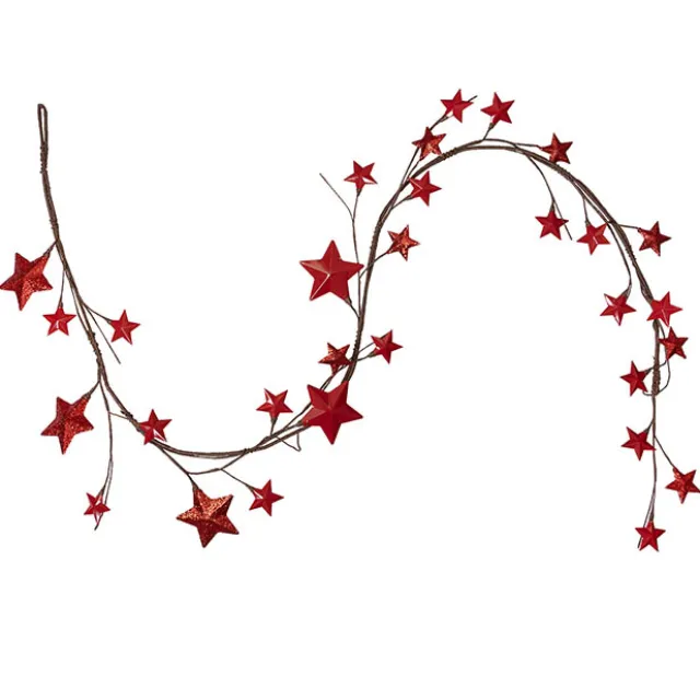 Metal Star Garland Red (117cmL)