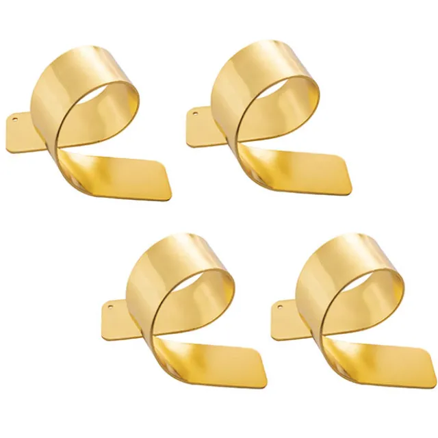 Metal Twist Napkin Ring Pack 4 Gold (4x5x8cm)