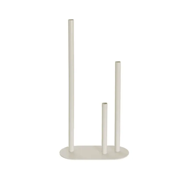 Metal Vase 3 Tubes Light Grey (21x10x40cmH)