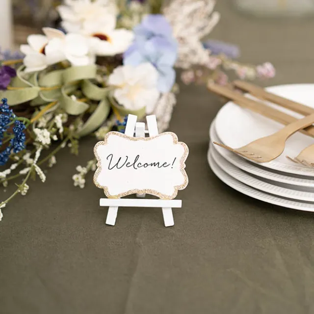 Mini Name Card Easel Gold & White Pack 6 (7x8cmH)