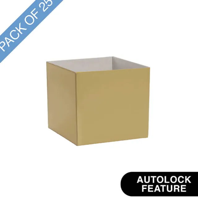 Mini Posy Box Gloss Autolock Base Pk25 Gold (13x12cmH)
