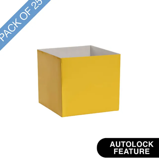 Mini Posy Box Gloss Autolock Base Pk25 Yellow (13x12cmH)