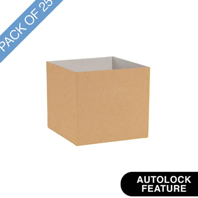 Mini Posy Box Gloss Autolock Base Pk25 Kraft (13x12cmH)