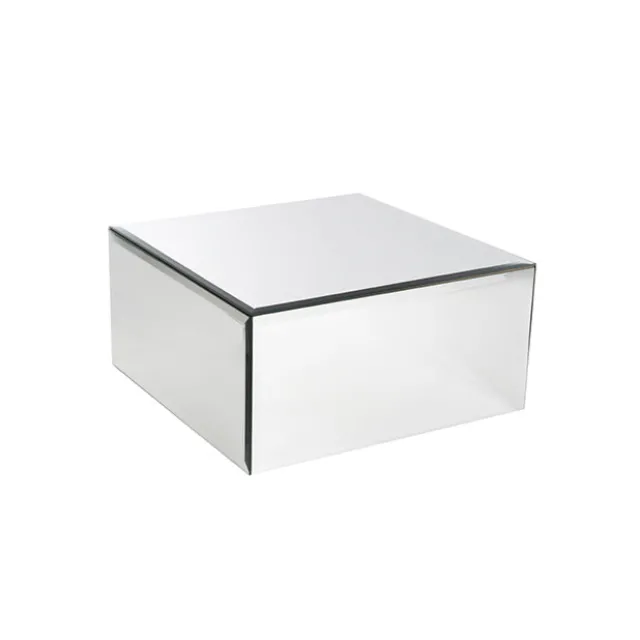 Mirror Glass Square Platform Riser Silver (30.5x15cmH)