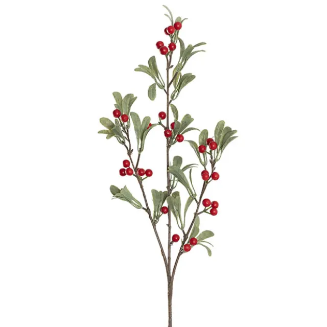 Mistletoe Spray w Red Berries Green (84cmH)