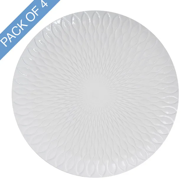 Mosaic Pattern Charger Plate Pack 4 White (33cmD)