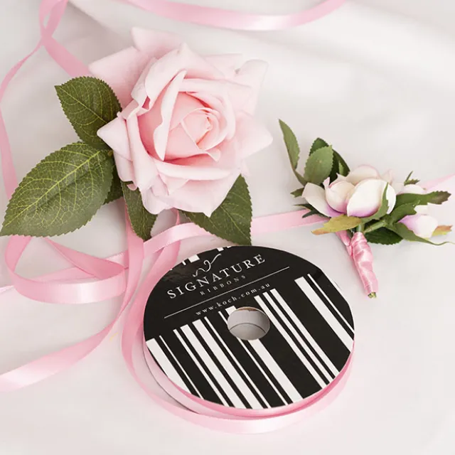Ribbon Satin Deluxe Double Faced Mid Pink (10mmx25m)