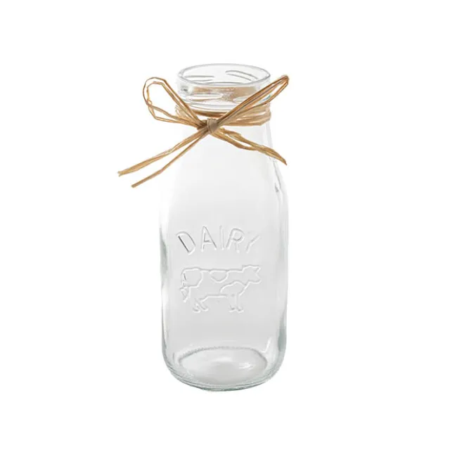 Glass Milk Bottle Clear (6cmDx15.5cmH)