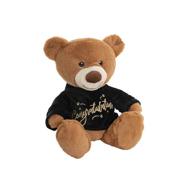 Teddy Bear Caleb w Congratulations T-Shirt Black (21cmST)