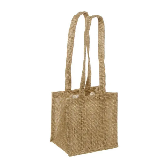 Natural Jute Posy Bag With Plastic Liner (17.5x17.5x14cmH)