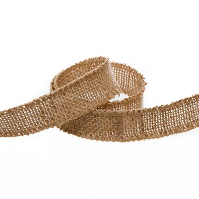 Natural Jute Ribbon Sewn Edge Natural (25mmx10m)