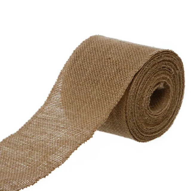Natural Jute Ribbon Wide Sewn Edge Natural (100mmx10m)