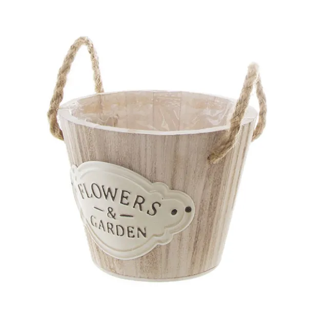 Nature Touch Wooden Bucket Planter (17cmDx13cmH)