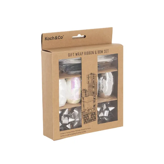 Curling Ribbon & Bows Gift Wrap Finishing Set White & Silver