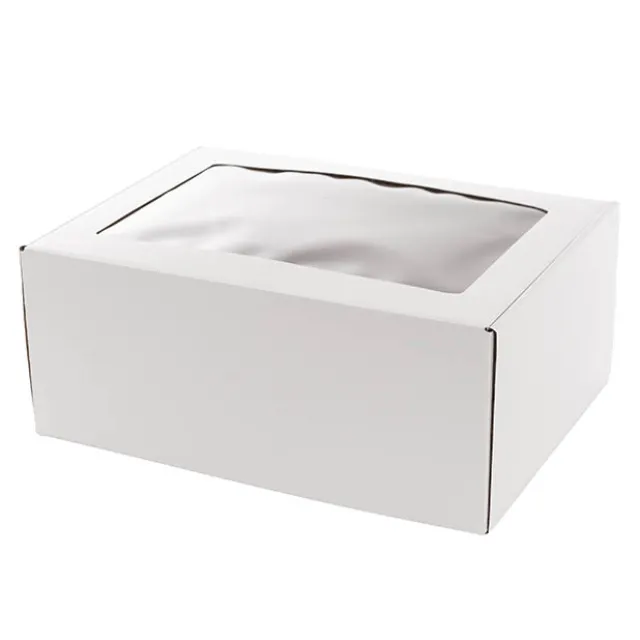 Hamper Gift Box PVC Window Large White (35.5x25.5.5x14.5cmH)