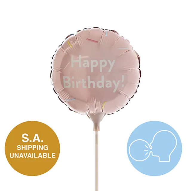 Foil Balloon 9" (22.5cmD) RND Happy Birthday Confetti Pink