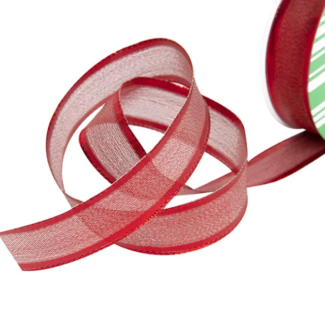 Ribbon Metallic Shimmer Wire Edge Red (25mmx20m)