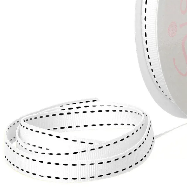 Ribbon Grosgrain Saddle Stitch White (10mmx20m)