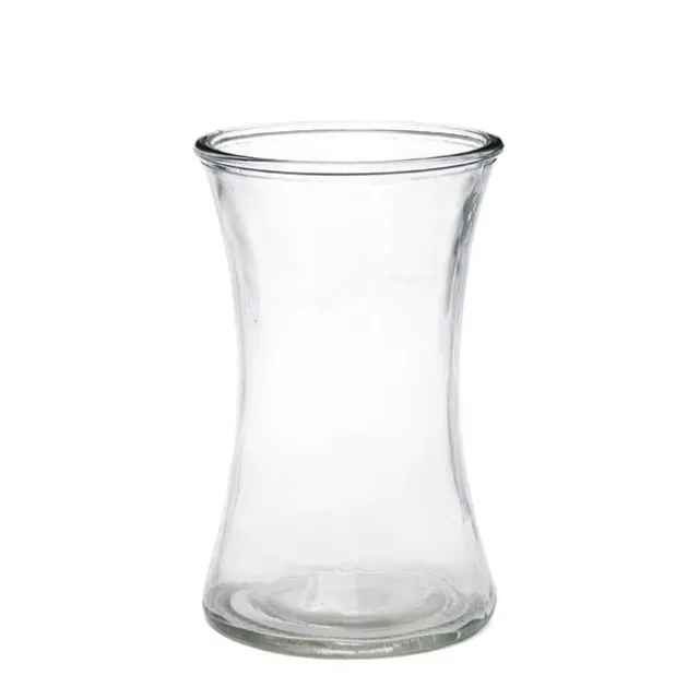 Glass Country Vase Concaved Sided Clear (12.5Dx20cmH)