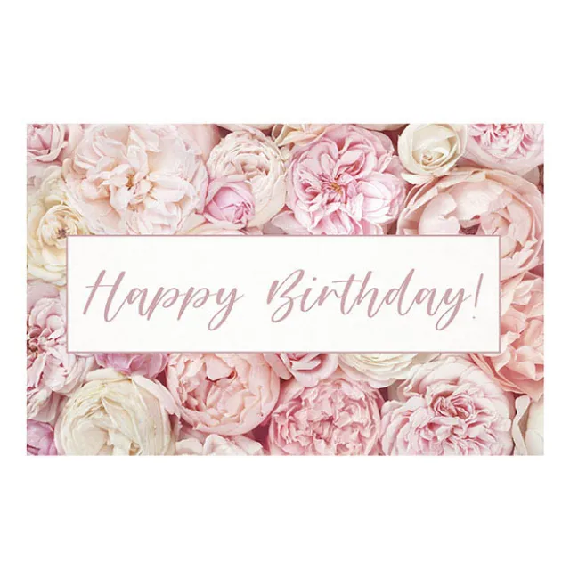 Cards White Happy Birthday Pink Flowers (10x6.5cmH) Pack 50