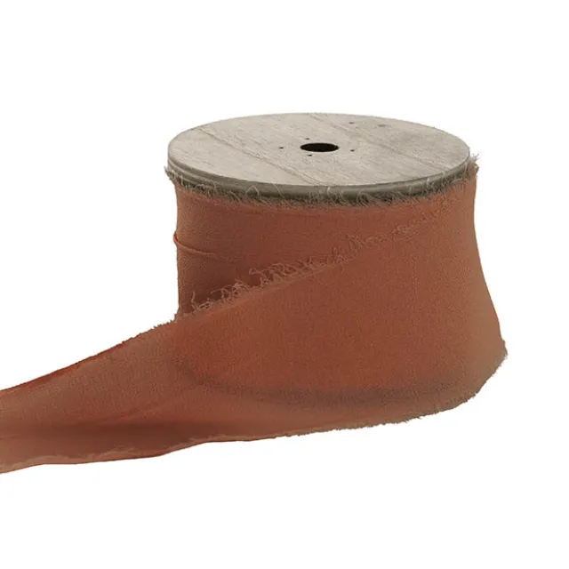 Ribbon Chiffon Frayed Edge Wood Spool Burnished (48mmx20m)