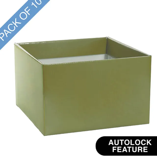 Large Posy Box Autolock Base Pack 10 Moss Green (22x14cmH)