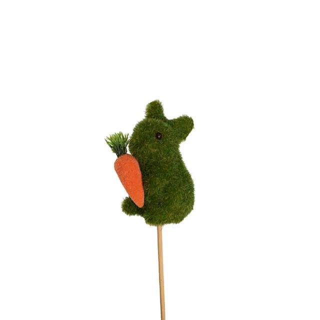 Decorative Bunny Rabbit Pick w Carrot Pack 2 Green (25cmH)