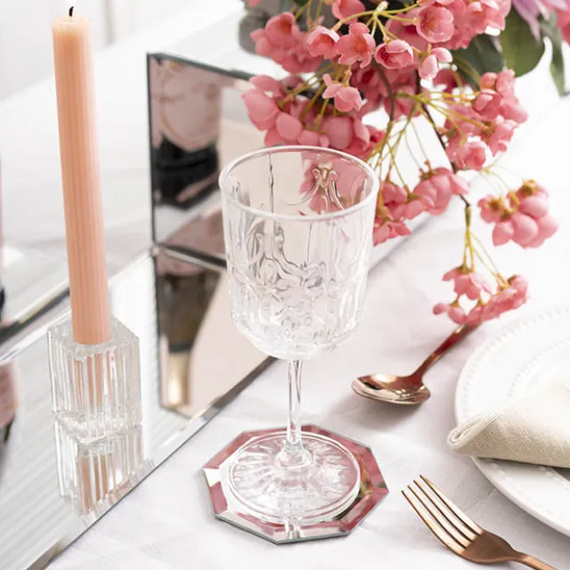 Octagon Mirror Glass Bevelled Plate Pack 4 Silver (10cmD)